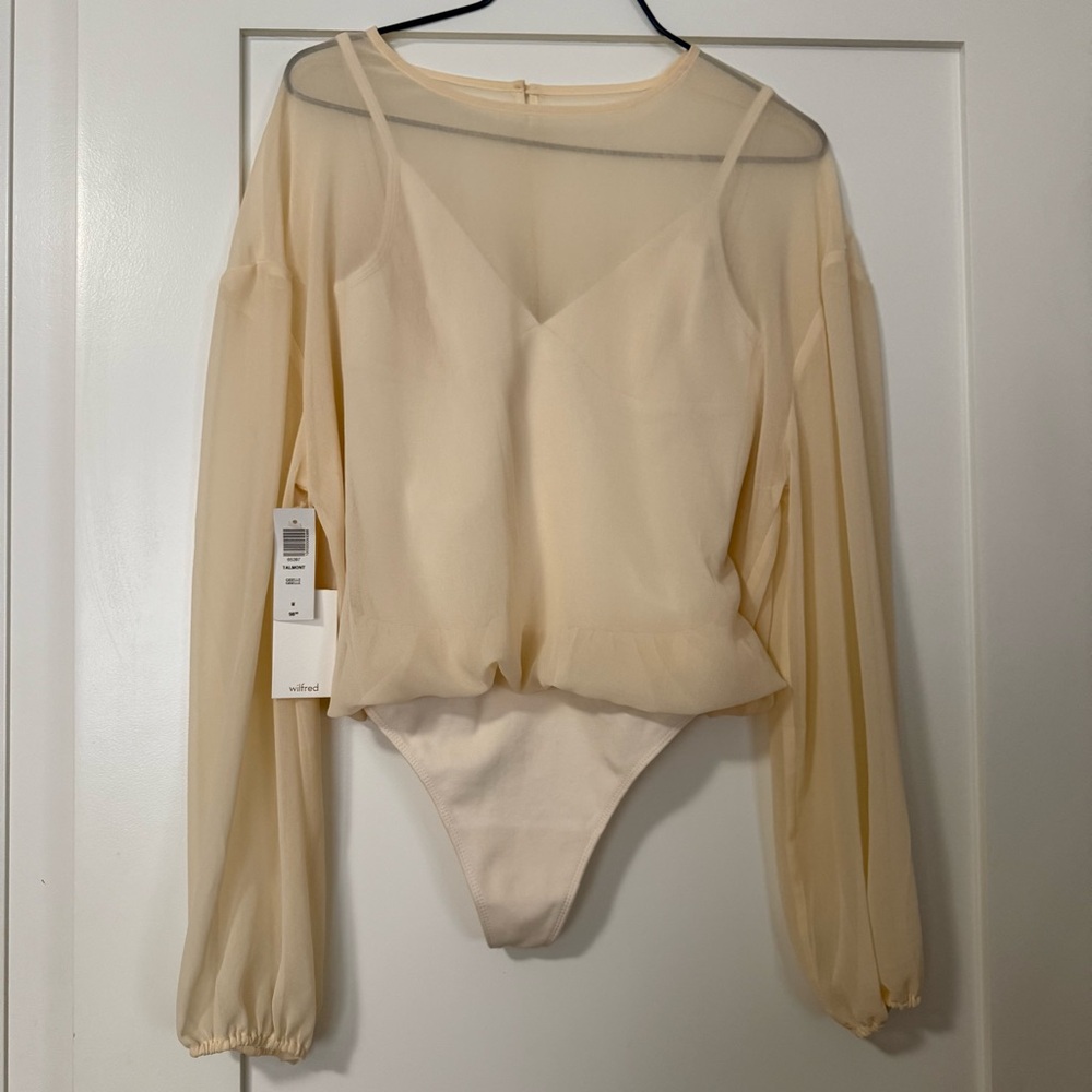 Aritzia Wilfred Cream Balmont Bodysuit Blouse
